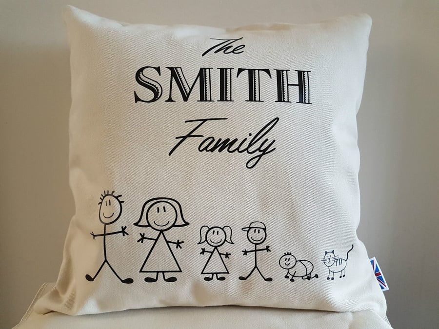 Personalised family cushion - Add family members and pets 
