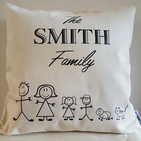 Personalised family cushion - Add family members and pets 