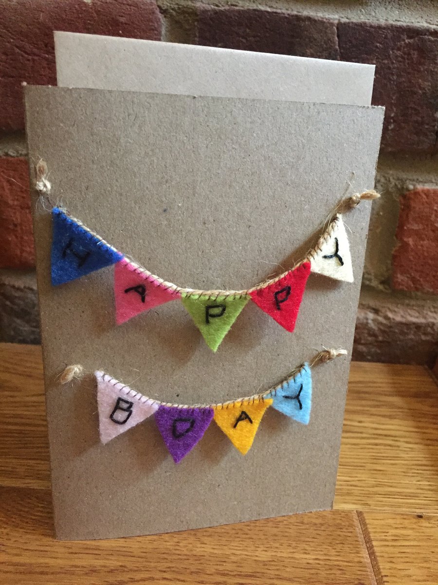 Happy birthday card - felt flag bunting