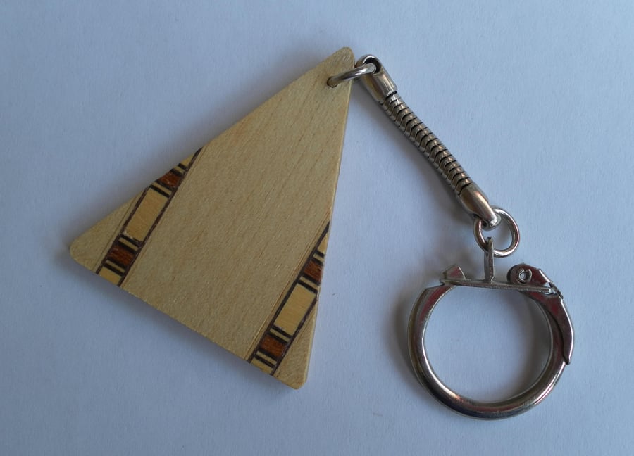  Keyring, Triangle, Wood Veneer and Banding, Father's Day