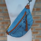 Denim sling bag upcycled jeans crossbody bag unisex bag