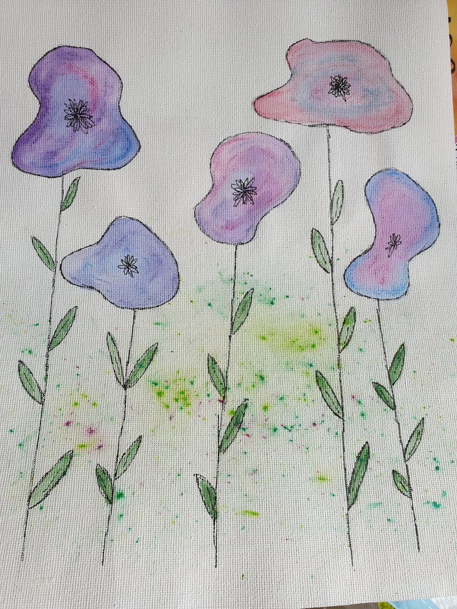 Colourful flowers original watercolour