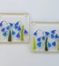 Bluebell Fused Glass Coasters: Spring Flower Mug Mats, Set of 2