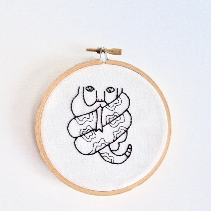 Beard embroidery hoop, gift for beardies, textile art