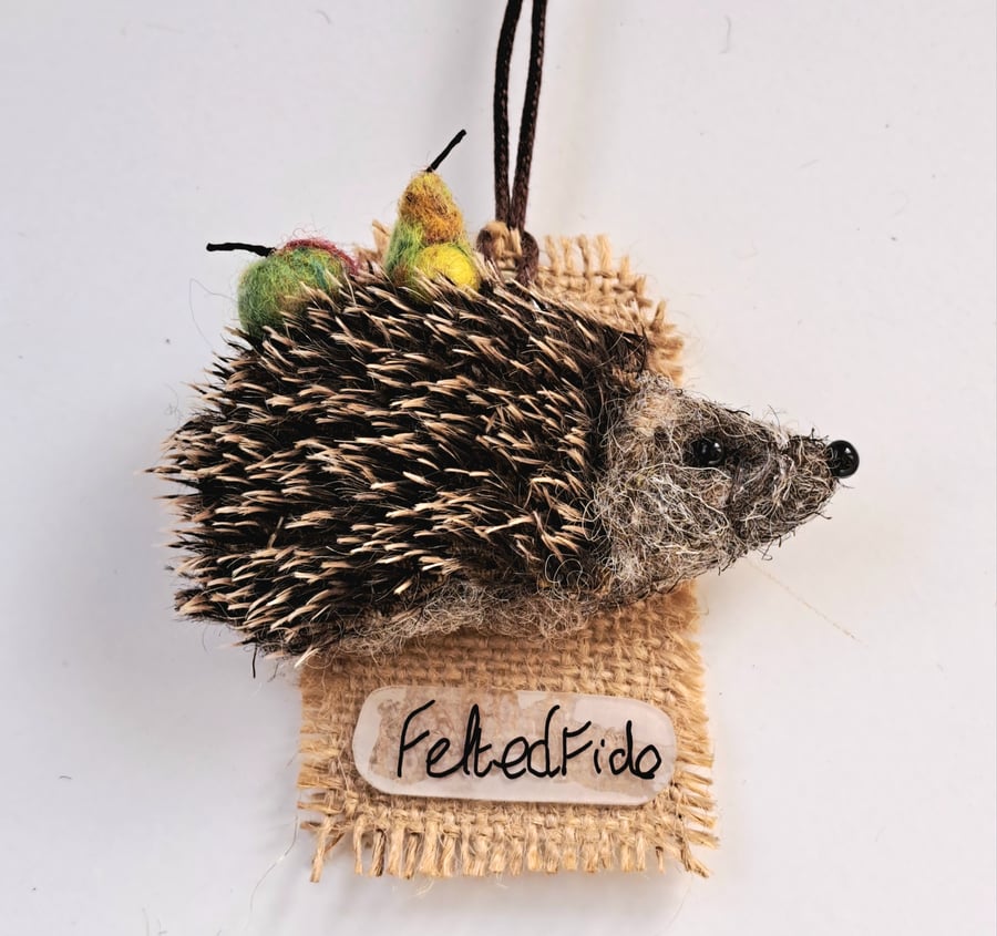 Needle Felted Hedgehog Brooch 