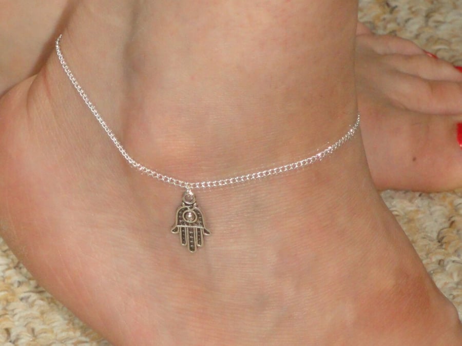 Hamsa ankle bracelet