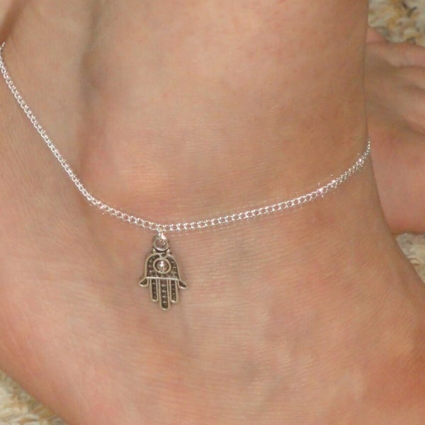 Hamsa ankle bracelet