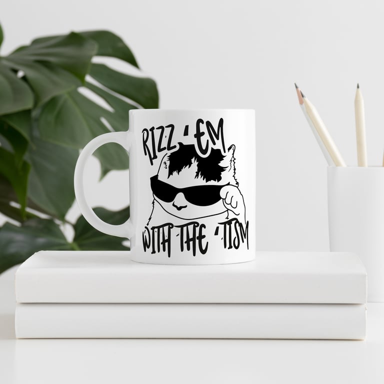 Rizz 'Em With The 'Tism - Cat : Funny Autism Mug, Gift for Autistic Friend