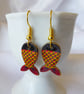 Red & Yellow Fish shaped Earrings with gold plated ear wires