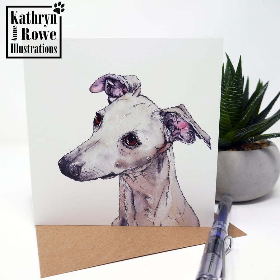 Whippet greetings card, whippet gift, whippet lover, whippet present