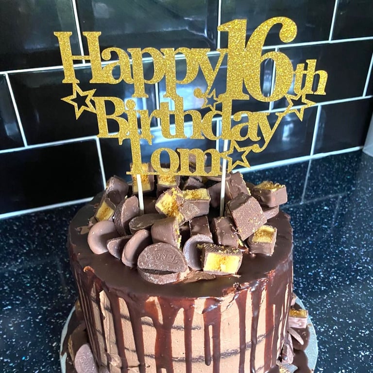 16th Birthday Cake Topper, Happy 16th Birthday Cake Topper, Custom Cake Topper