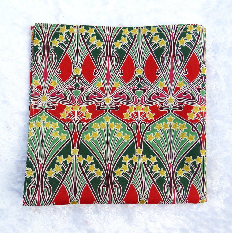 Liberty print handkerchief, pocket square, Ianthe Sparkle