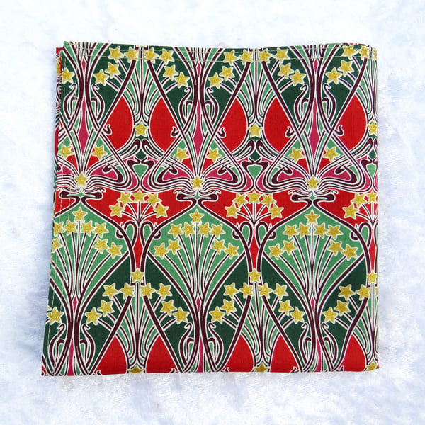 Liberty print handkerchief, pocket square, Ianthe Sparkle