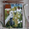 Small painting 'snowdrops in the village'
