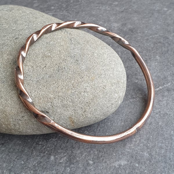 Copper half twist bangle, 7th anniversary gift