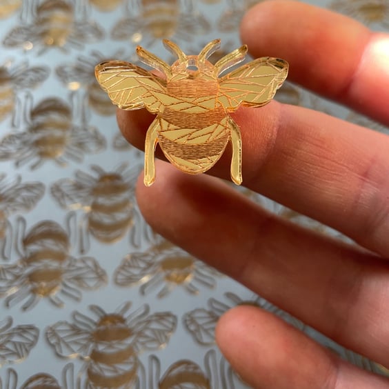 Gold mirrored acrylic bee