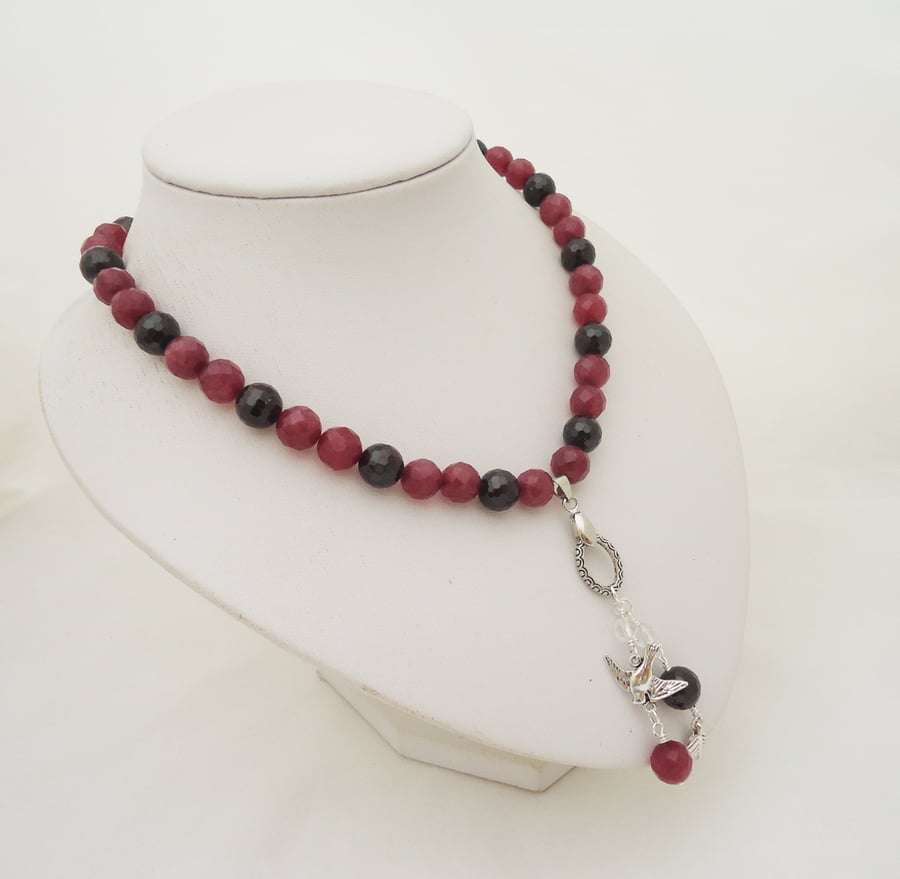 Garnet and African Ruby Necklace, Garnet and Ruby Necklace with Pendant