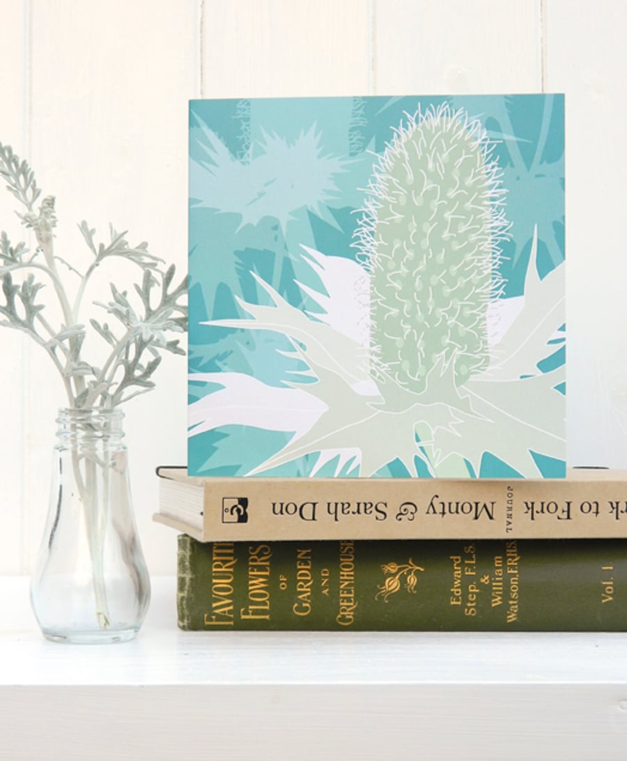 Sea Holly card - seaside, coast, for gardeners