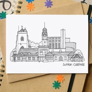 Sutton Coldfield Skyline Greetings Card