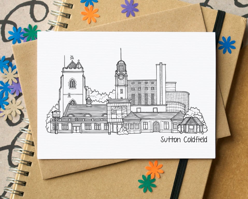 Sutton Coldfield Skyline Greetings Card