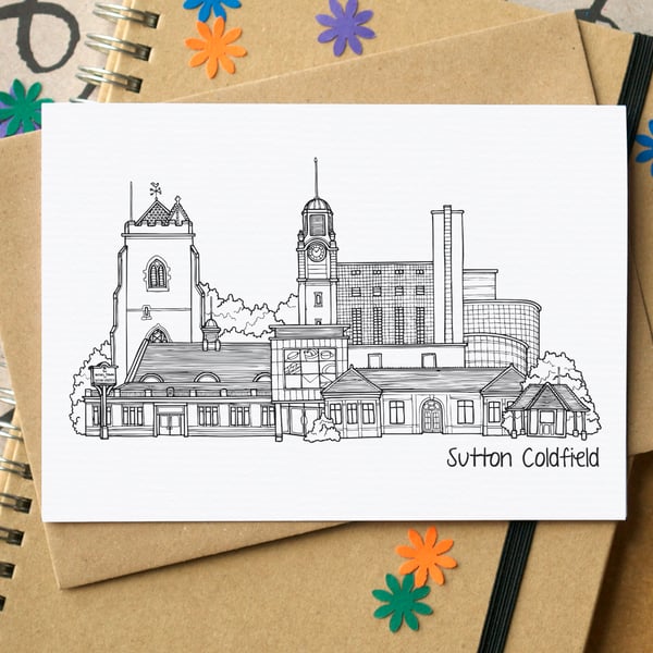 Sutton Coldfield Skyline Greetings Card