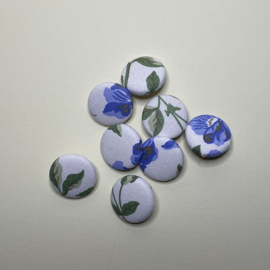 Hand covered buttons - vintage floral