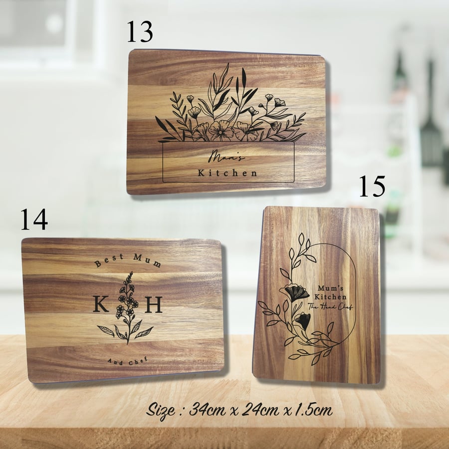 Personalised Engraved Mother's Day Chopping Board Best Mum Kitchen Wooden Board