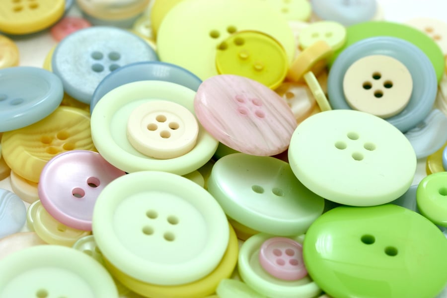 50 Mixed Button Pastel Mix, Mixed Colour Buttons, Craft Supplies