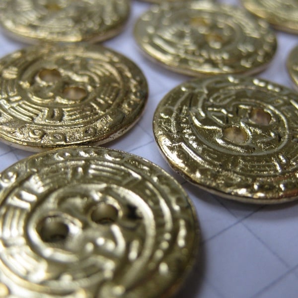 10 Small Brass Hieroglyph Buttons