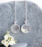 Long silver flower earrings - Image 2