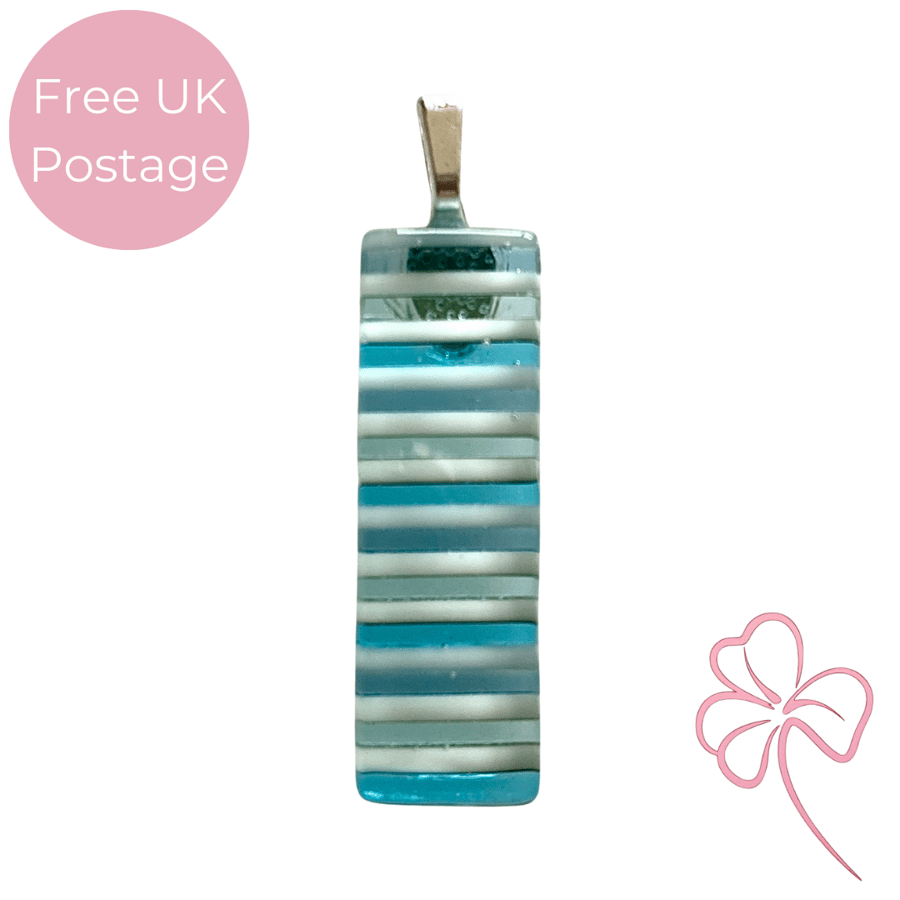 Ice Stripe Tall Glass Pendant 