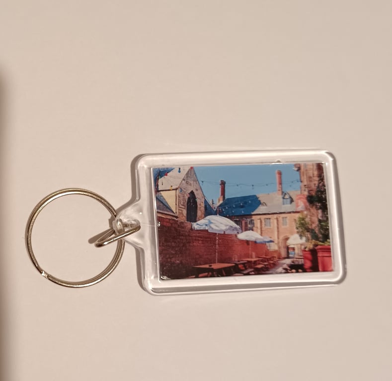 Cafe Rene Gloucester Pub Garden in the day photography keyring 