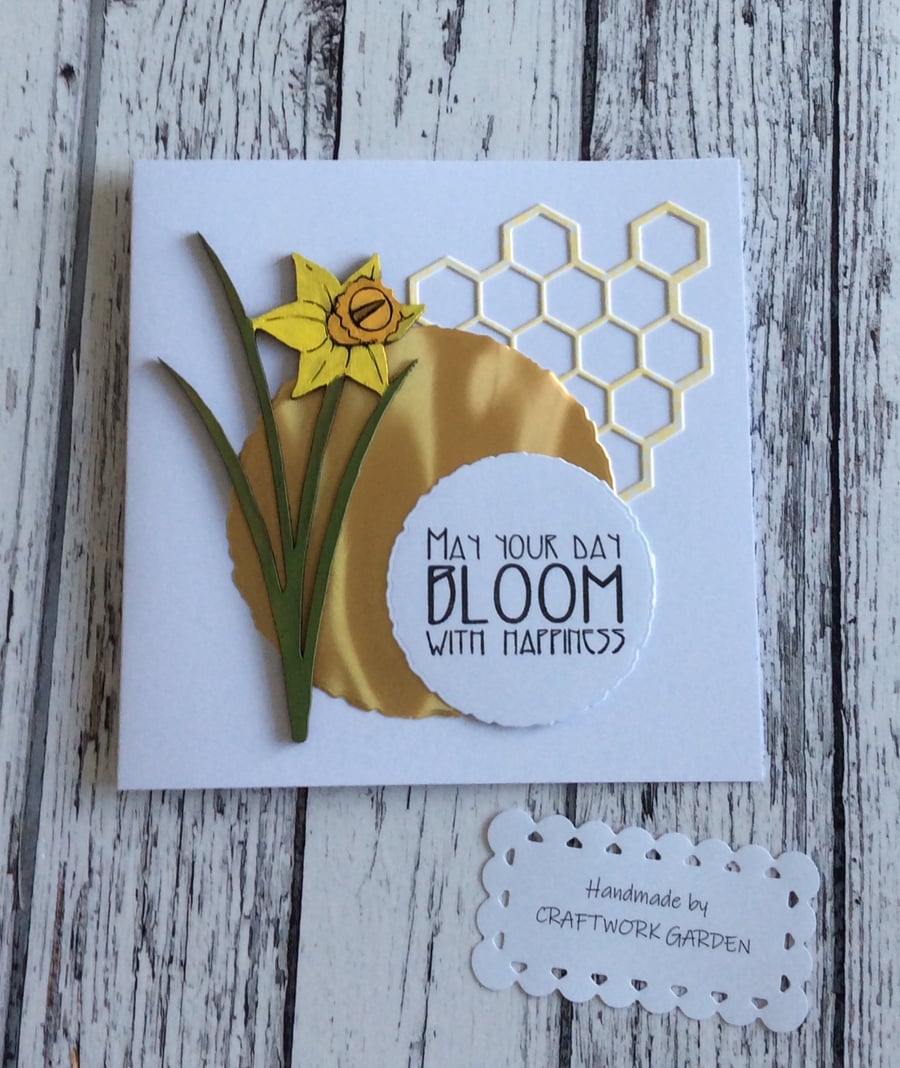 Daffodil Greetings Card - May Your Day Bloom With Happiness