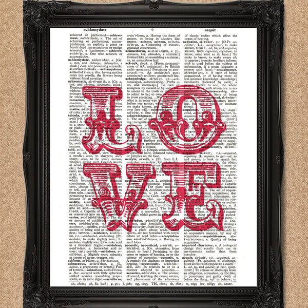 LOVE DICTIONARY PRINT red typography art A108D-RD