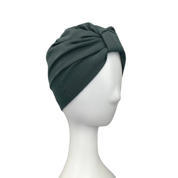Green Turban Head Scarf, Casual Women's Turban Hat, Stretchy Alopecia Head Wrap
