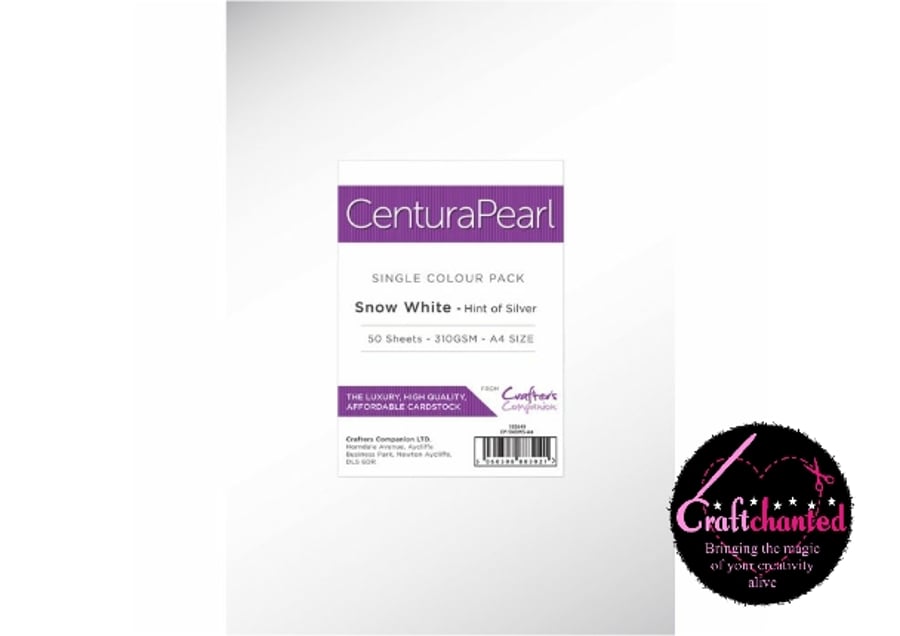 Crafter's Companion - Centura Pearl - Snow White - Hint Of Silver Single Sided -