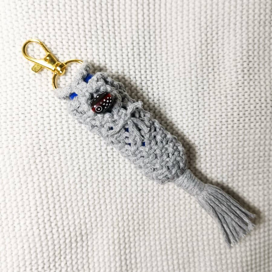Macrame lip balm holder keyring, lipstick pouch Folksy
