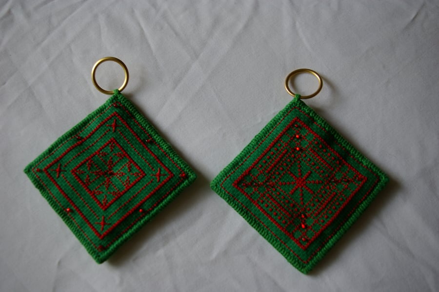 Christmas Decorations 2 Cross Stitched