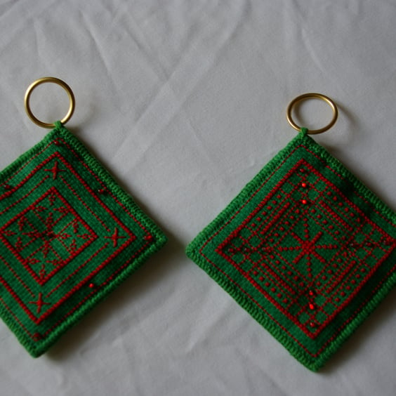 Christmas Decorations 2 Cross Stitched
