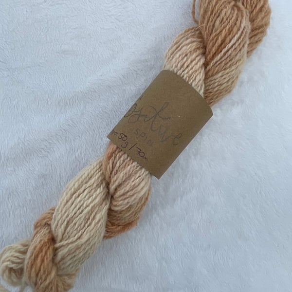 Hand-spun naturally dyed wool, DK