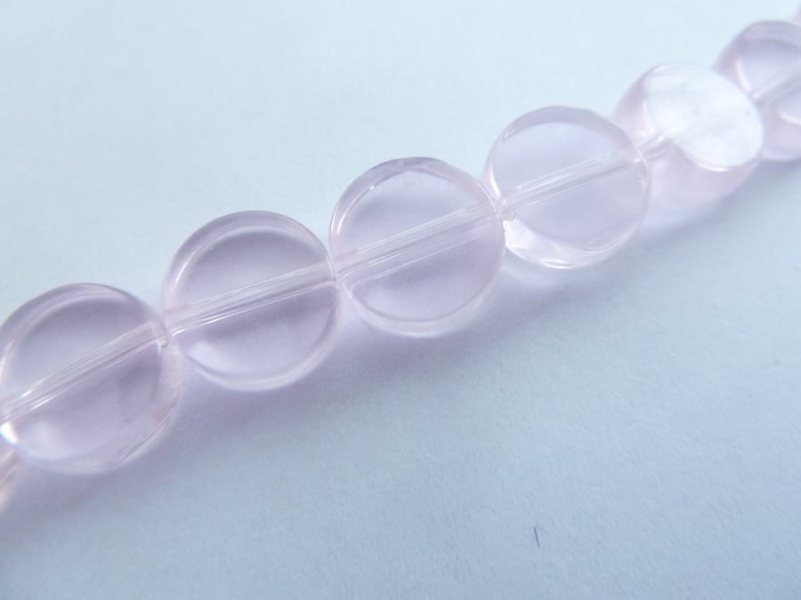 SALE pink coin glass beads