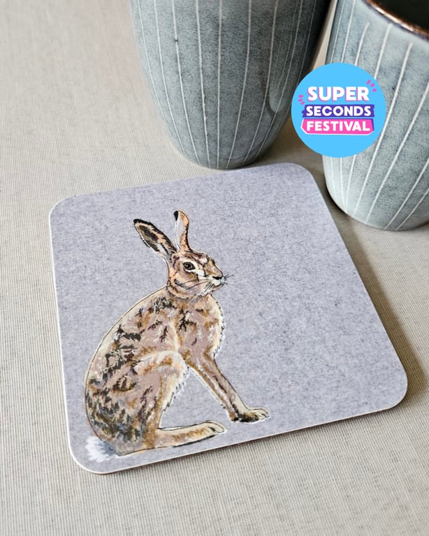 Super Seconds Festival, Countryside animal melamine coaster, Hare mat