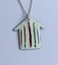 Hand Enamelled Fine Stripe Beach Hut Pendant  - Image 5