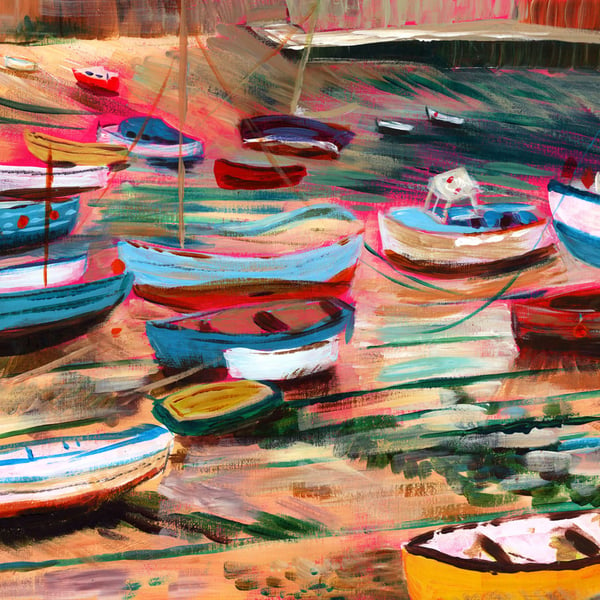 'Lyme Regis Boats' - digital print