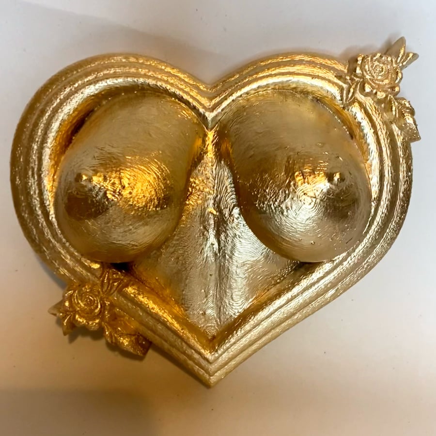 Large Gold Framed Boob heart Home Deco Wall Art Sculpture