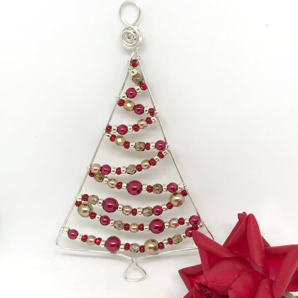 Christmas Decoration, Silver Christmas Tree,  Silver Red Gold Decoration 