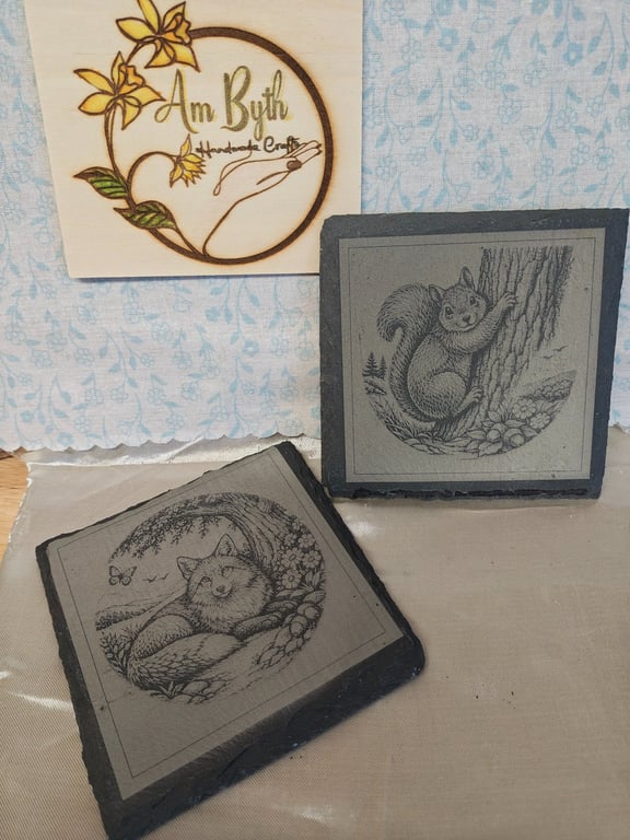 UK wildlife slate coasters