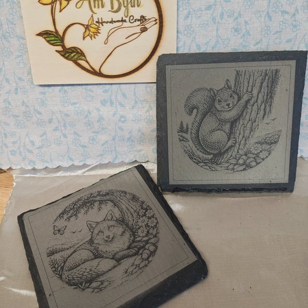 UK wildlife slate coasters