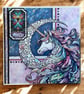 Magical Unicorn Stained Glass Handmade Card. 
