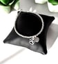 Sterling Silver Paw and Personalised Heart Charm Bead Bracelet, Adjustable  - Image 1